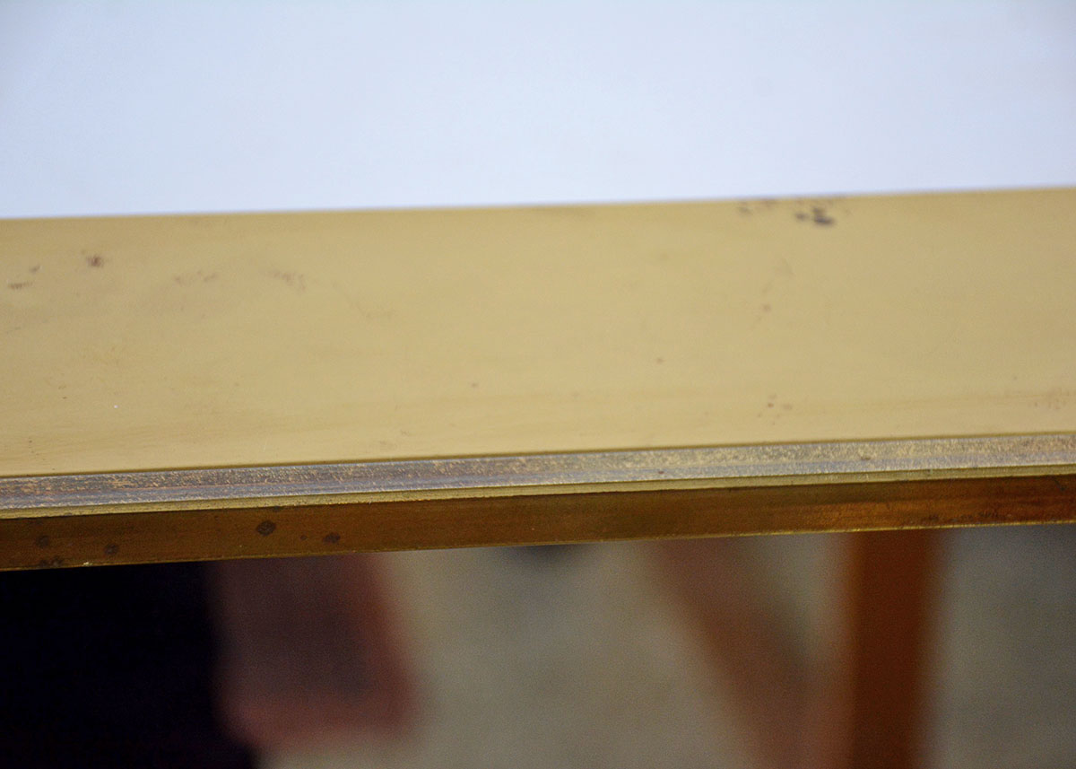 1979 Curtis Jeré Hanging Brass Mirror Shelf