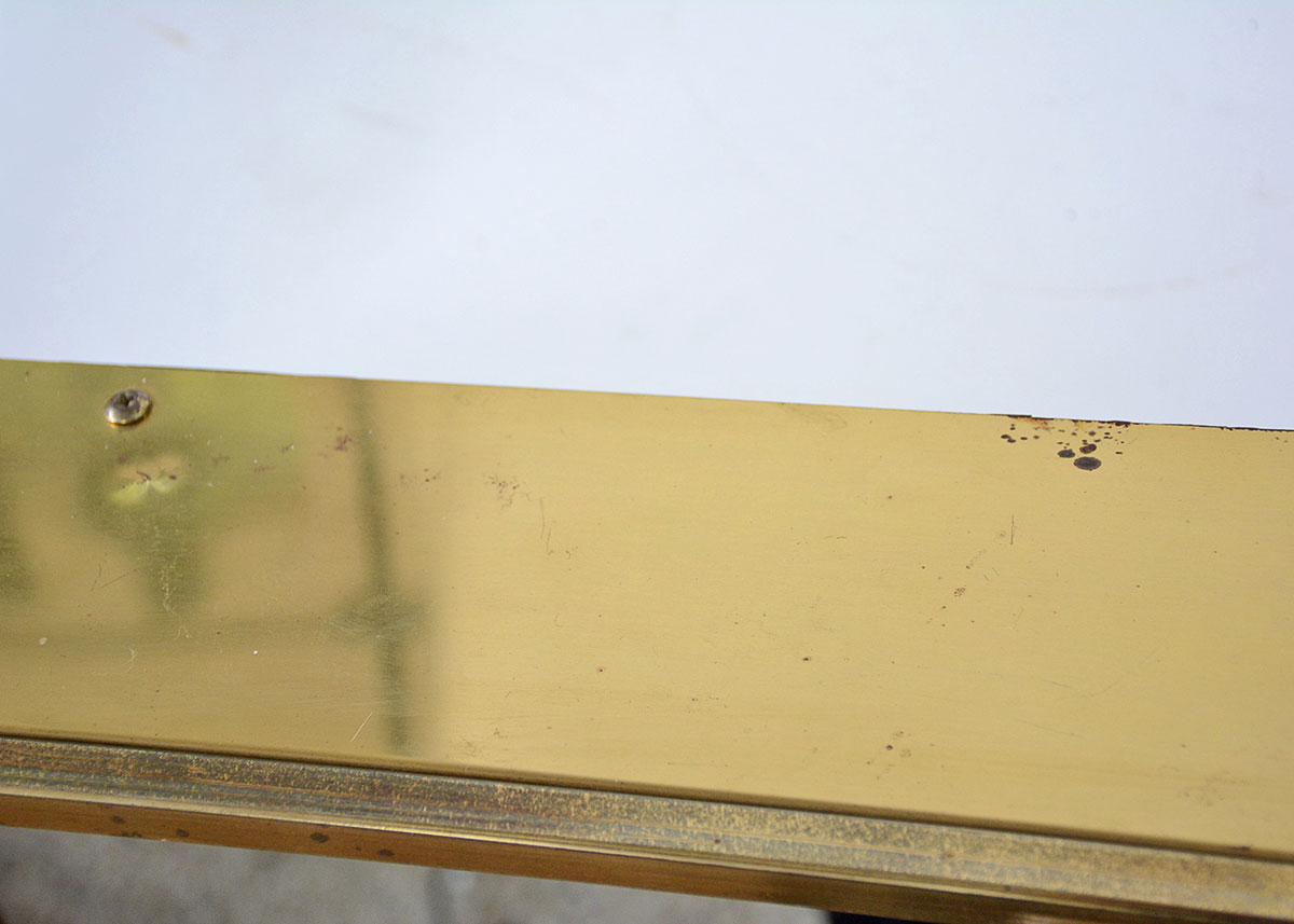 1979 Curtis Jeré Hanging Brass Mirror Shelf