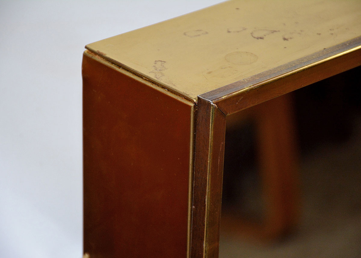 1979 Curtis Jeré Hanging Brass Mirror Shelf