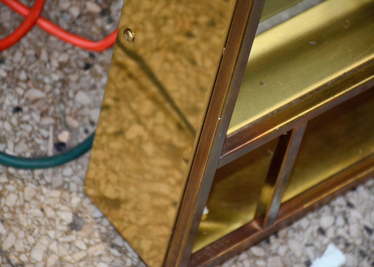 1979 Curtis Jeré Hanging Brass Mirror Shelf
