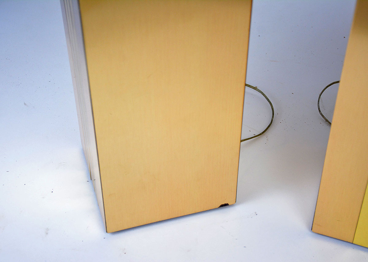 Pair of Vintage Brushed Brass Rectangular Lamps