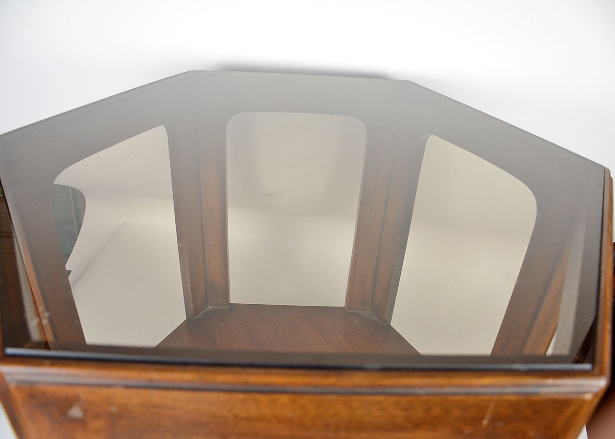 Contemporary Style Glass Top Hexagonal Table