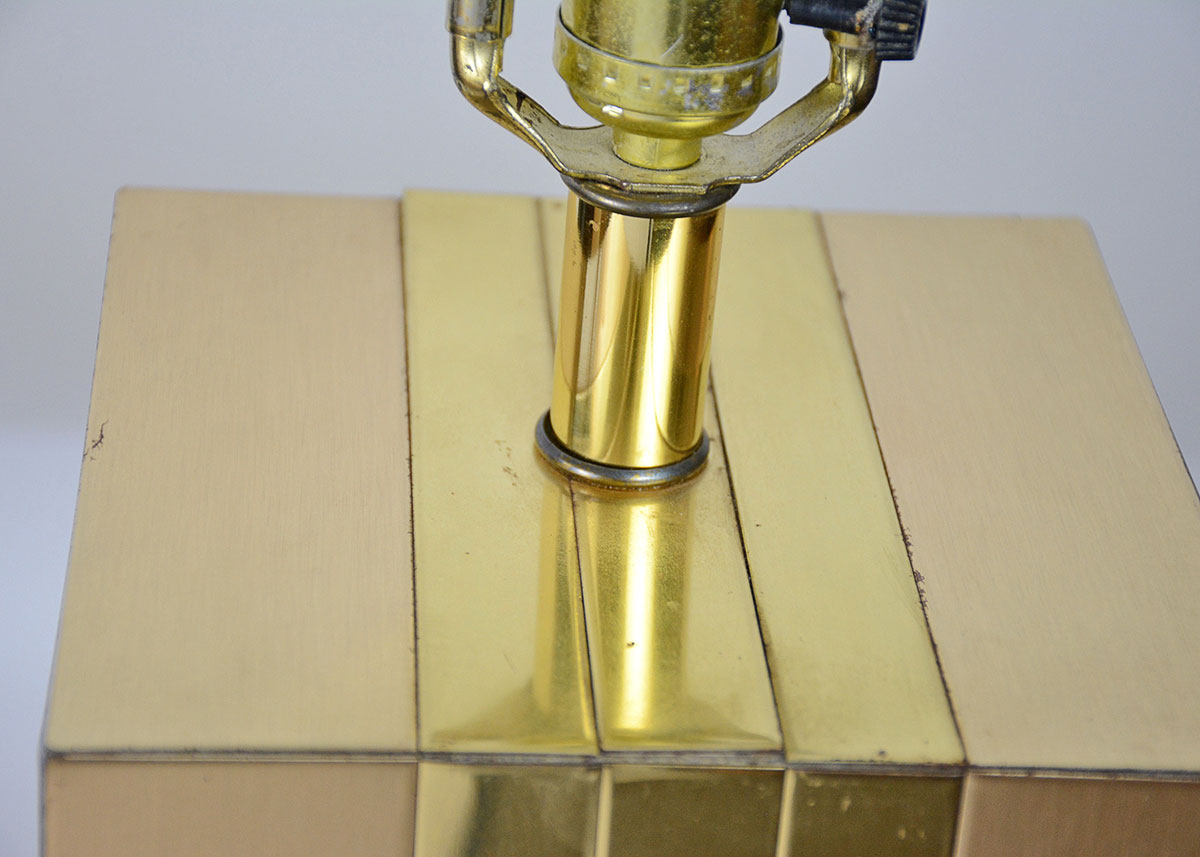 Pair of Vintage Brushed Brass Rectangular Lamps