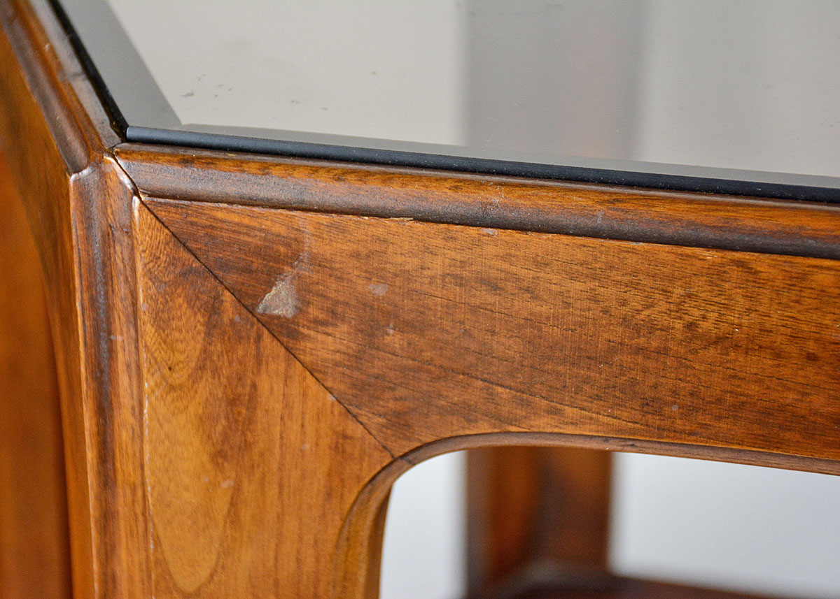 Contemporary Style Glass Top Hexagonal Table