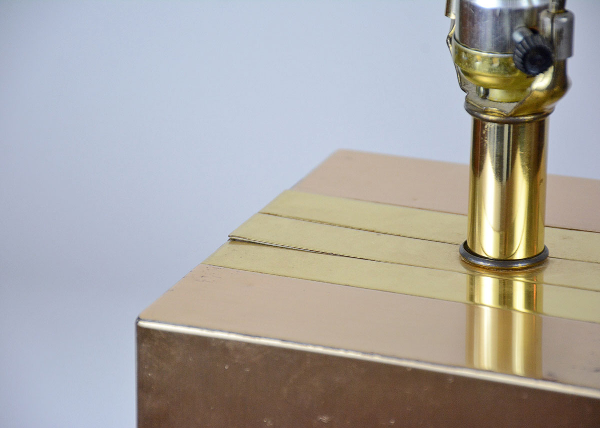 Pair of Vintage Brushed Brass Rectangular Lamps