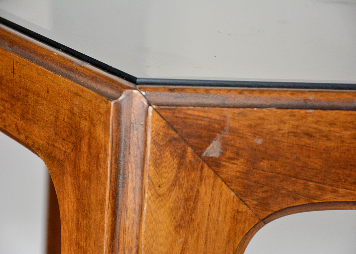 Contemporary Style Glass Top Hexagonal Table