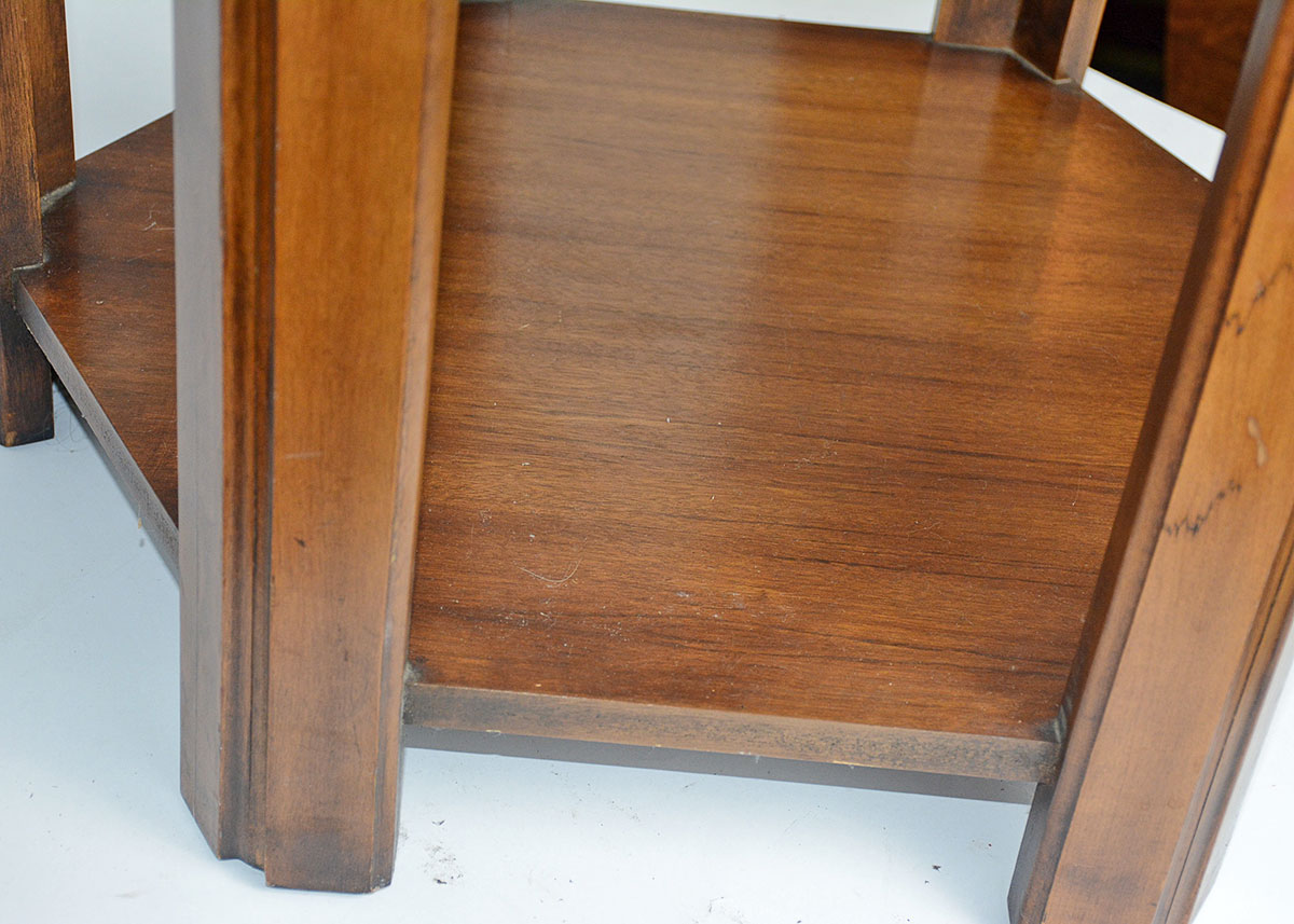 Contemporary Style Glass Top Hexagonal Table