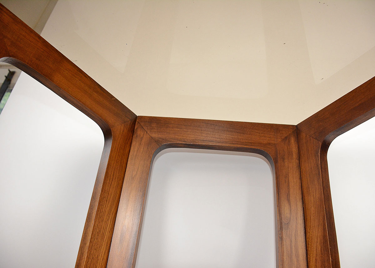 Contemporary Style Glass Top Hexagonal Table