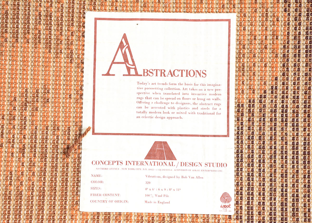 Vintage Bob Van Allen Pile "Vibrations" Tapestry by Concepts International