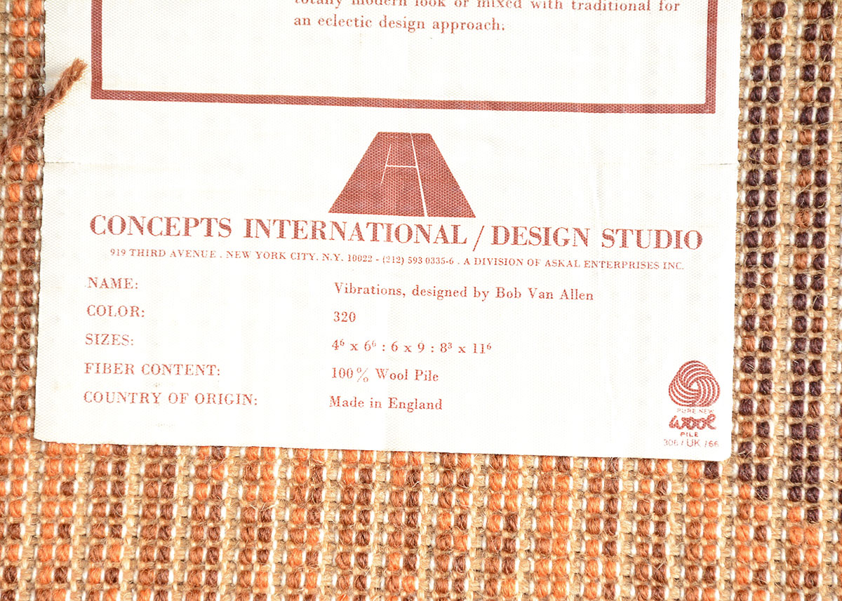 Vintage Bob Van Allen Pile "Vibrations" Tapestry by Concepts International