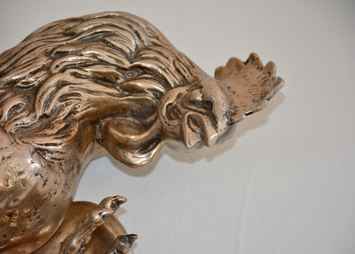 Bruce Fox Forge Cast Aluminum Hanging Sculpture of Fighting Cocks