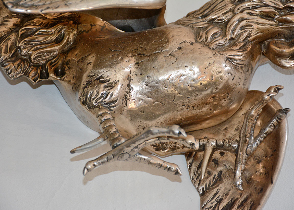 Bruce Fox Forge Cast Aluminum Hanging Sculpture of Fighting Cocks