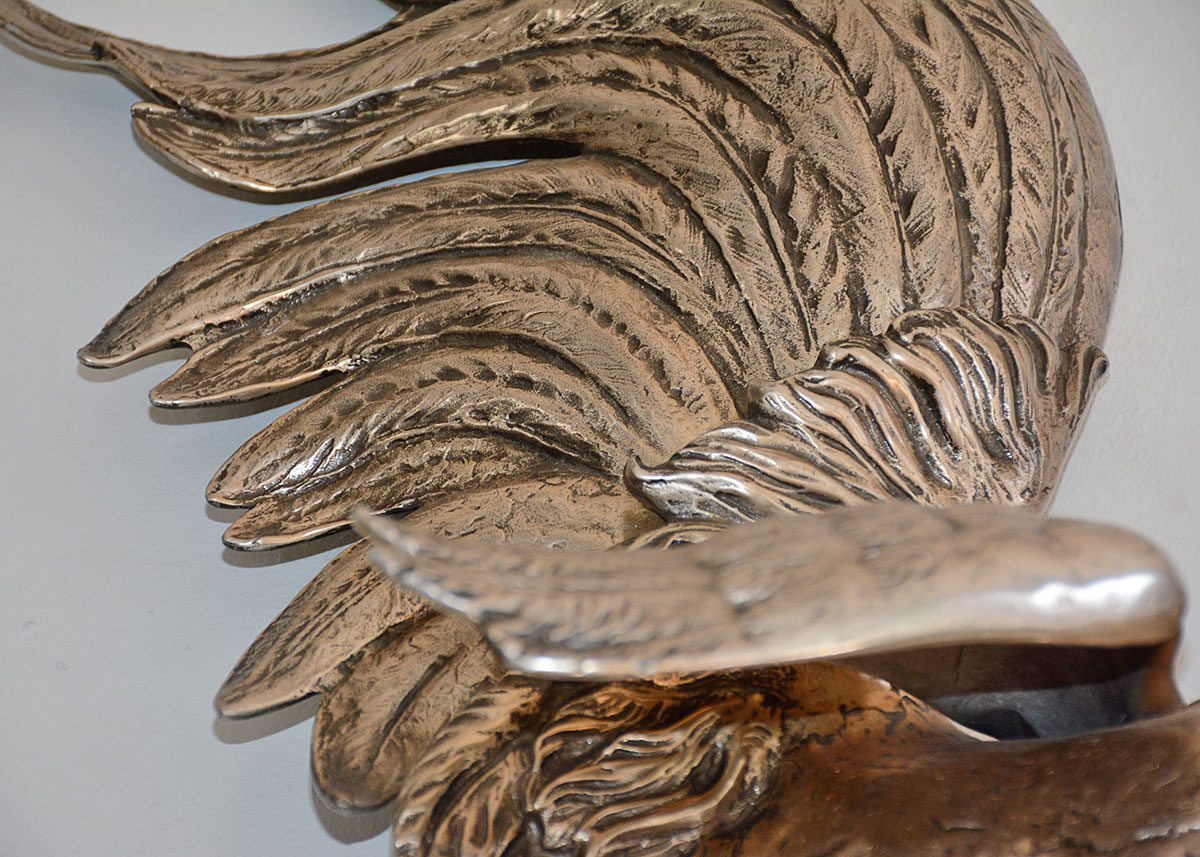 Bruce Fox Forge Cast Aluminum Hanging Sculpture of Fighting Cocks