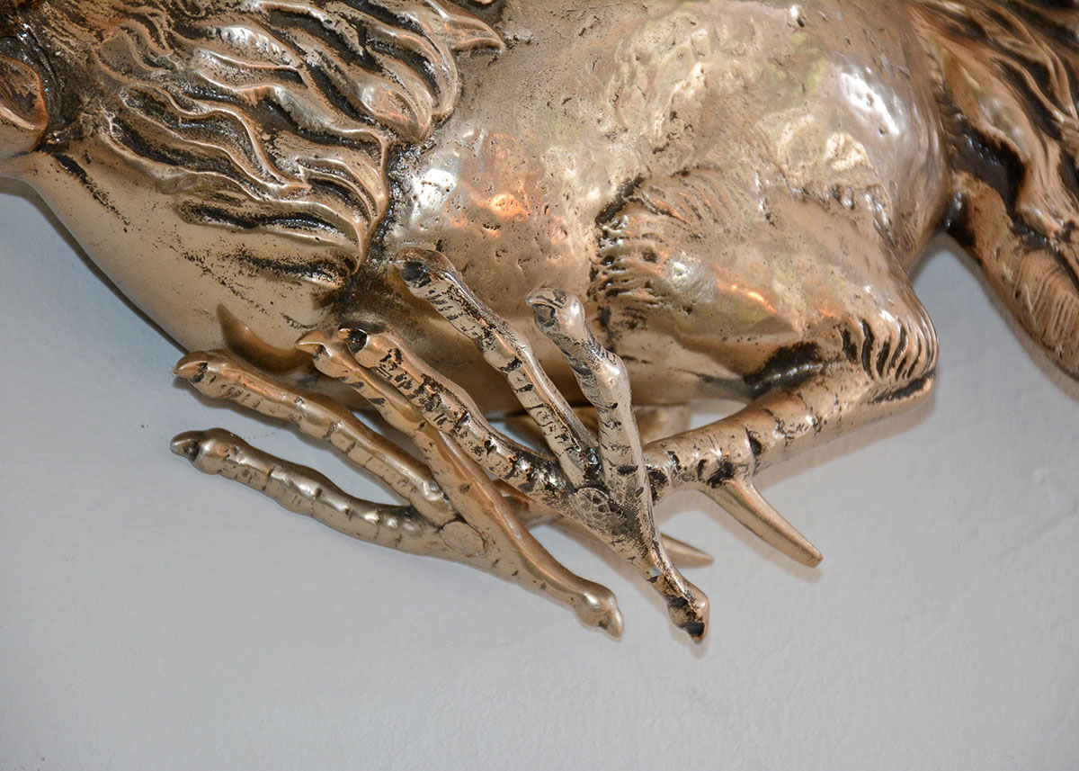 Bruce Fox Forge Cast Aluminum Hanging Sculpture of Fighting Cocks