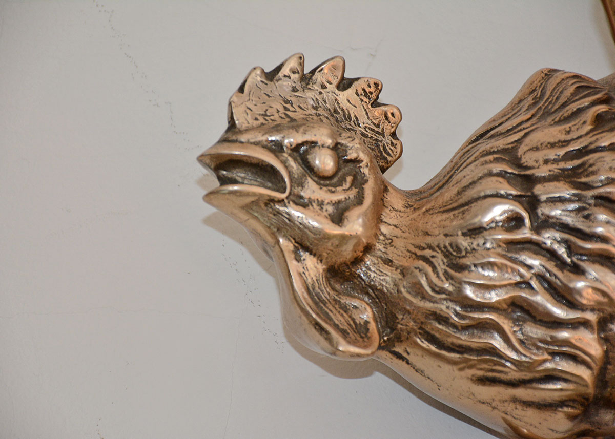 Bruce Fox Forge Cast Aluminum Hanging Sculpture of Fighting Cocks