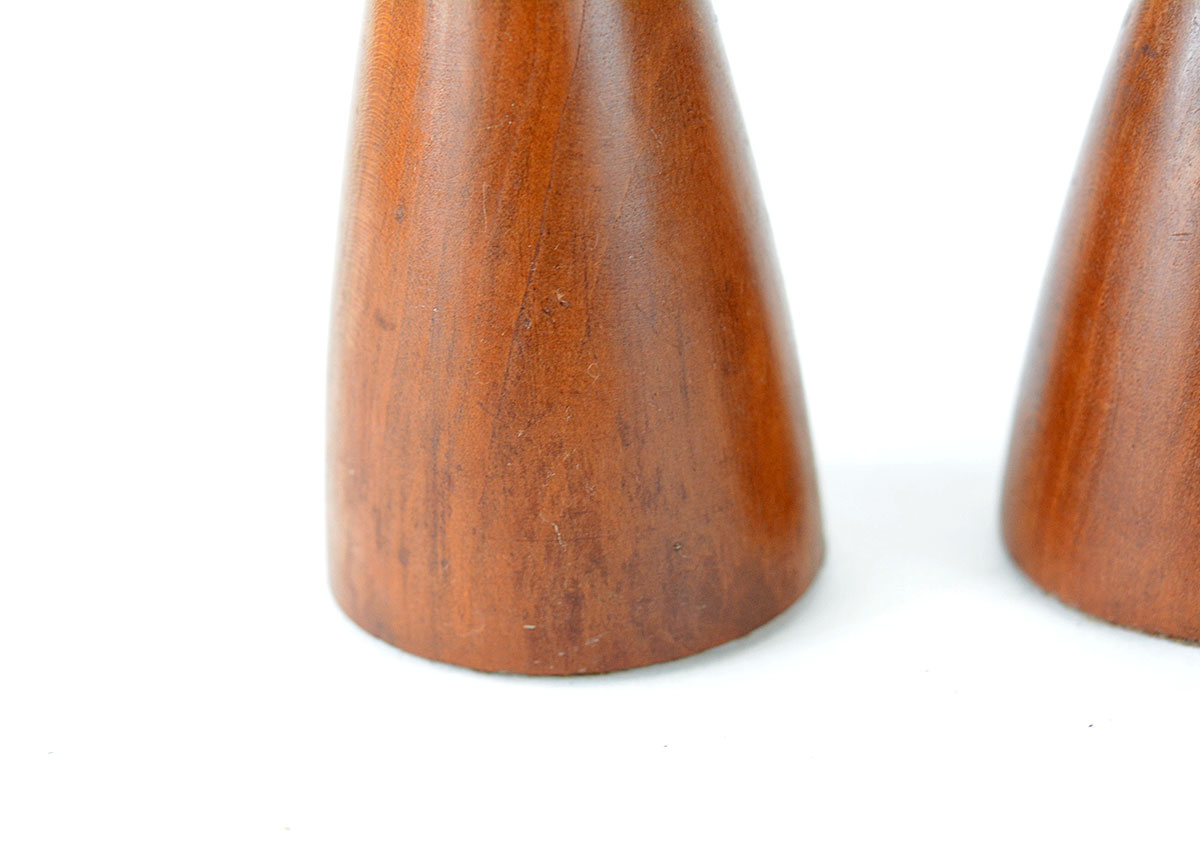 Pair of Danish Modern Turned Wood Candle Sticks