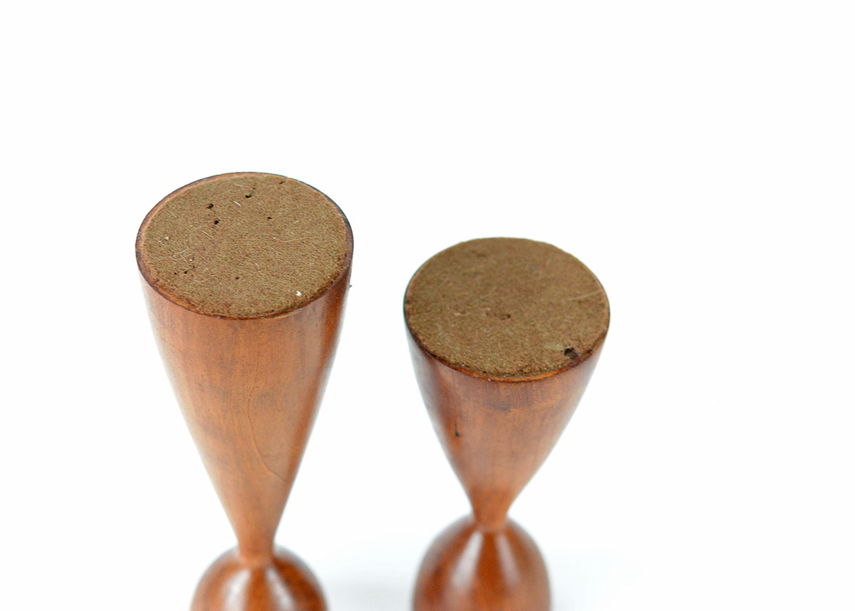 Pair of Danish Modern Turned Wood Candle Sticks