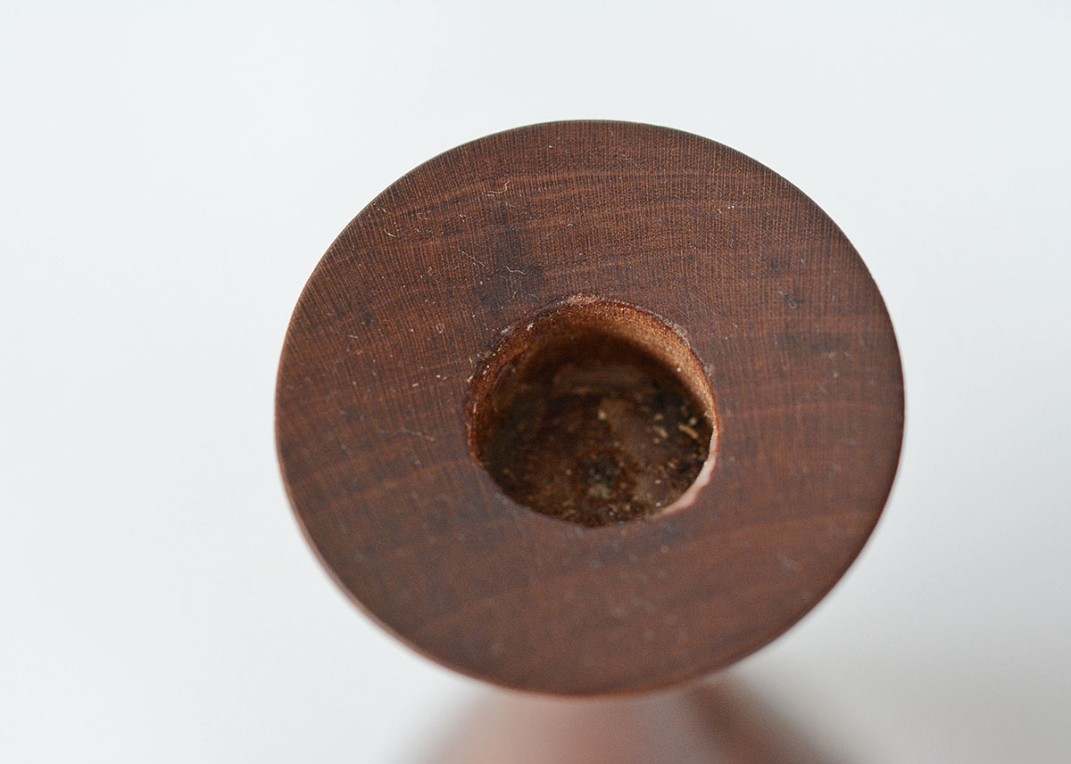 Pair of Mid Century Modern Turned Walnut Candle Sticks