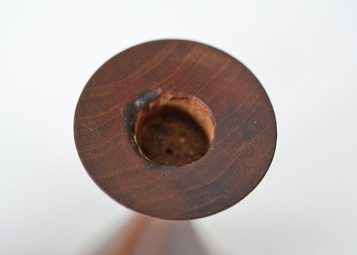 Pair of Mid Century Modern Turned Walnut Candle Sticks