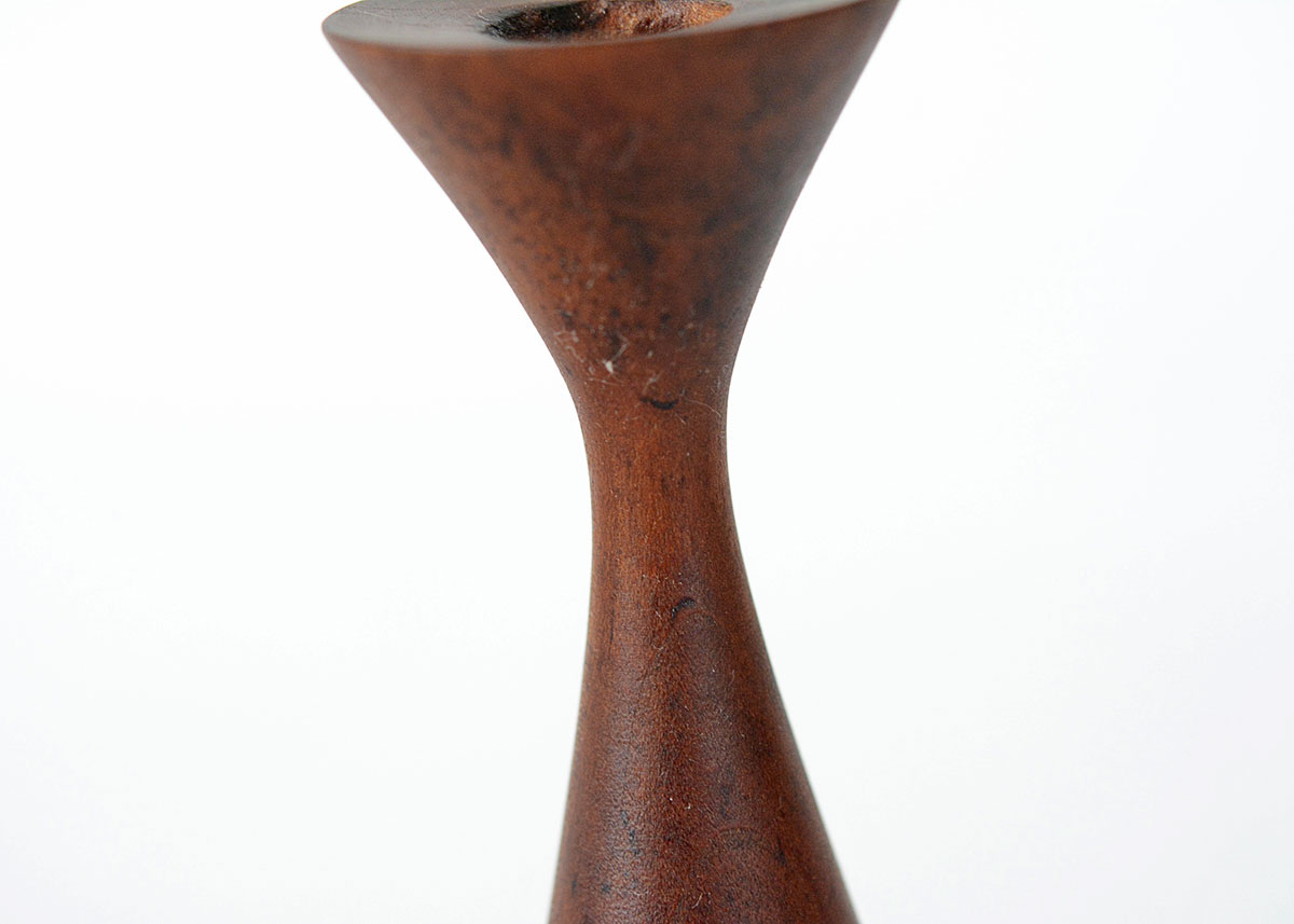 Pair of Mid Century Modern Turned Walnut Candle Sticks