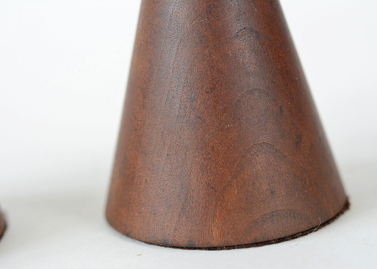 Pair of Mid Century Modern Turned Walnut Candle Sticks