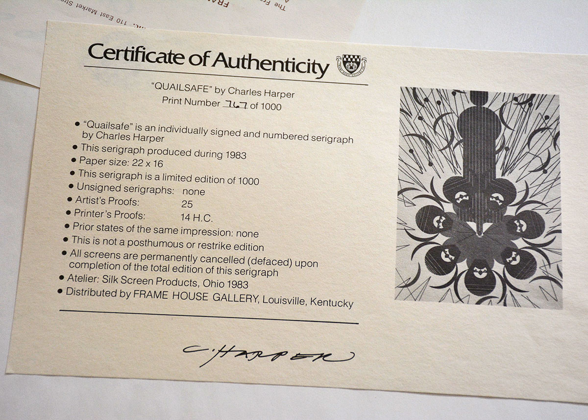 Charley Harper Serigraph "Quailsafe"