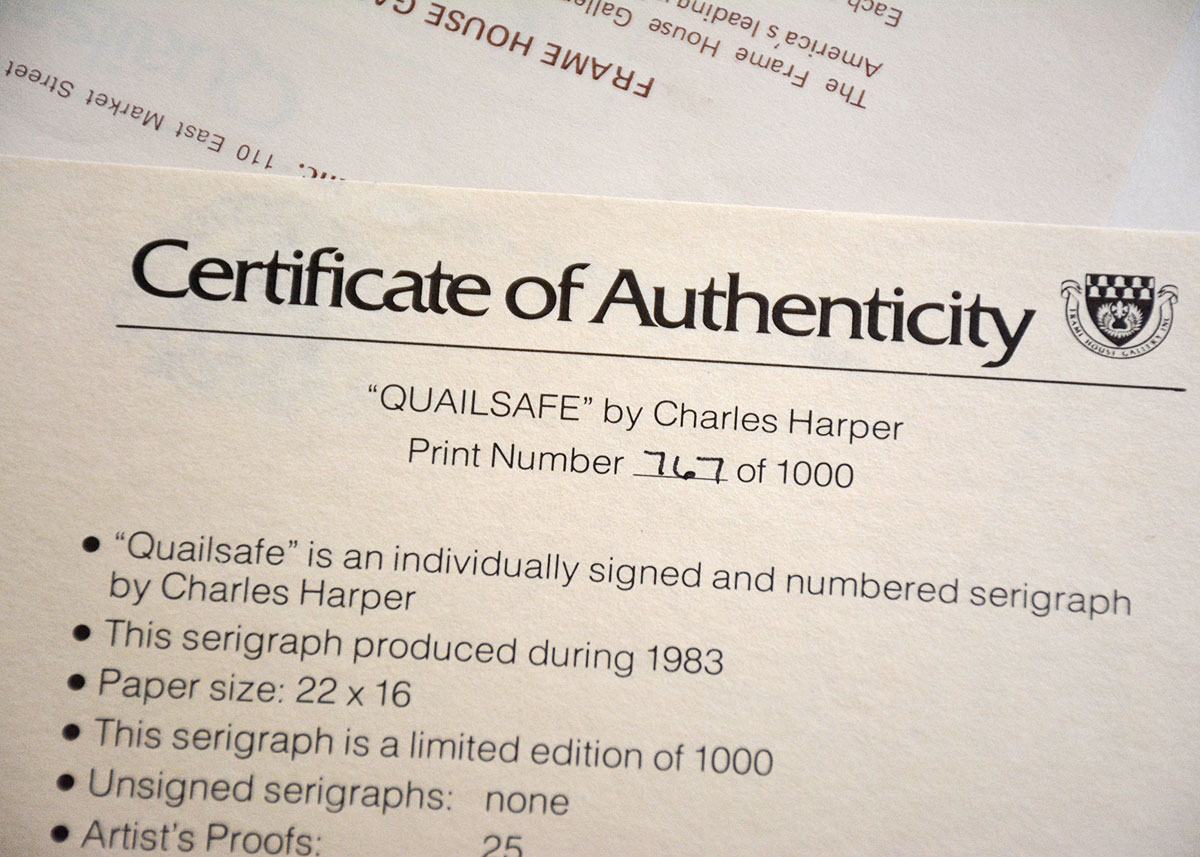 Charley Harper Serigraph "Quailsafe"