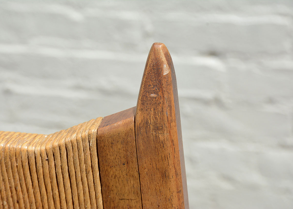 Danish Modern Cathedral Woven Back Side Chair