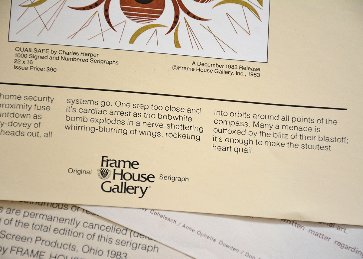 Charley Harper Serigraph "Quailsafe"