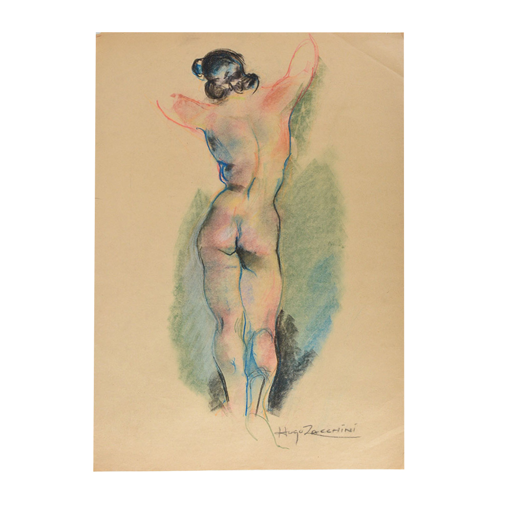 Original Hugo Zacchini Nude Pastel Drawing
