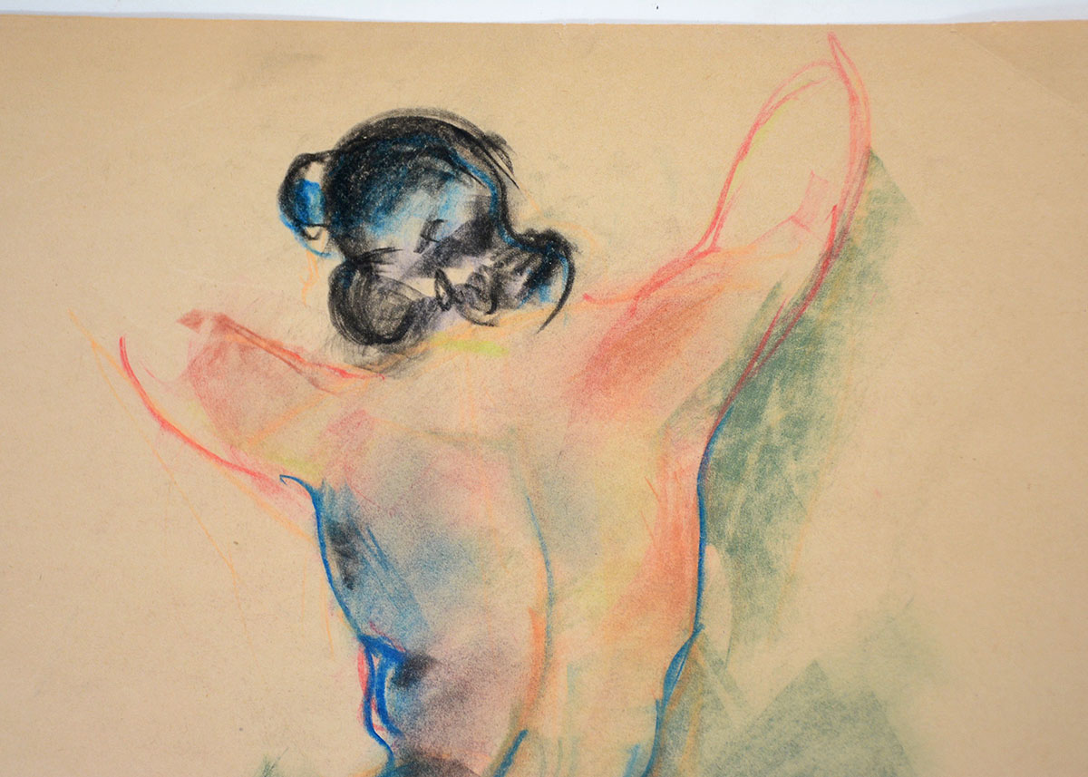 Original Hugo Zacchini Nude Pastel Drawing