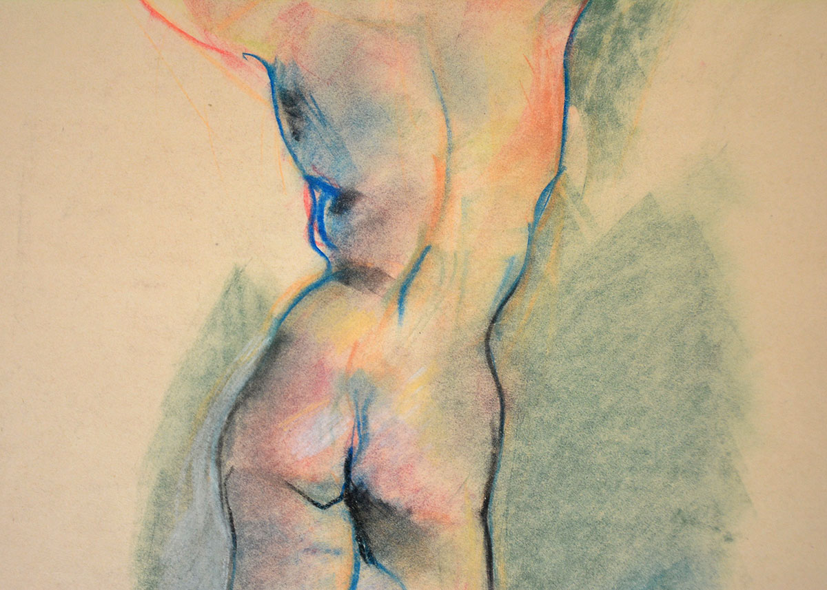 Original Hugo Zacchini Nude Pastel Drawing