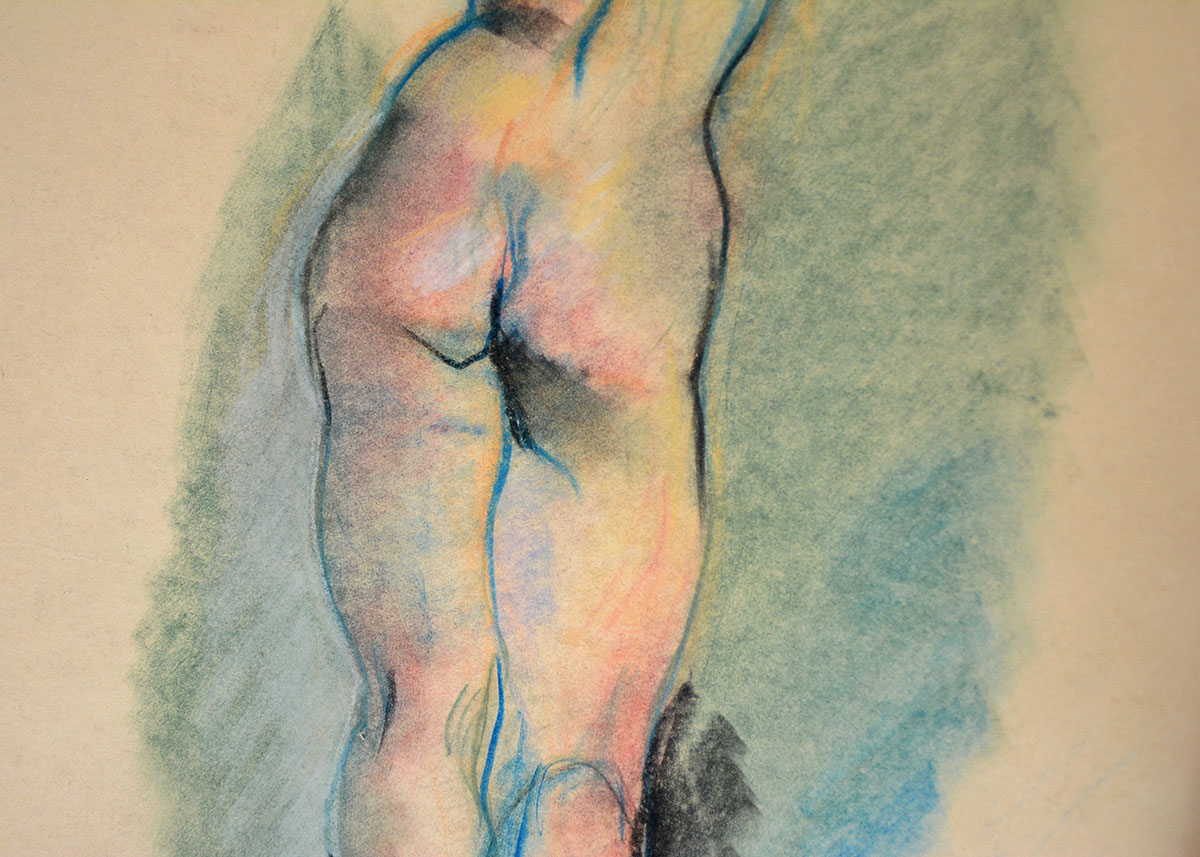 Original Hugo Zacchini Nude Pastel Drawing
