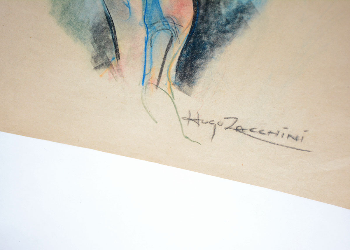 Original Hugo Zacchini Nude Pastel Drawing