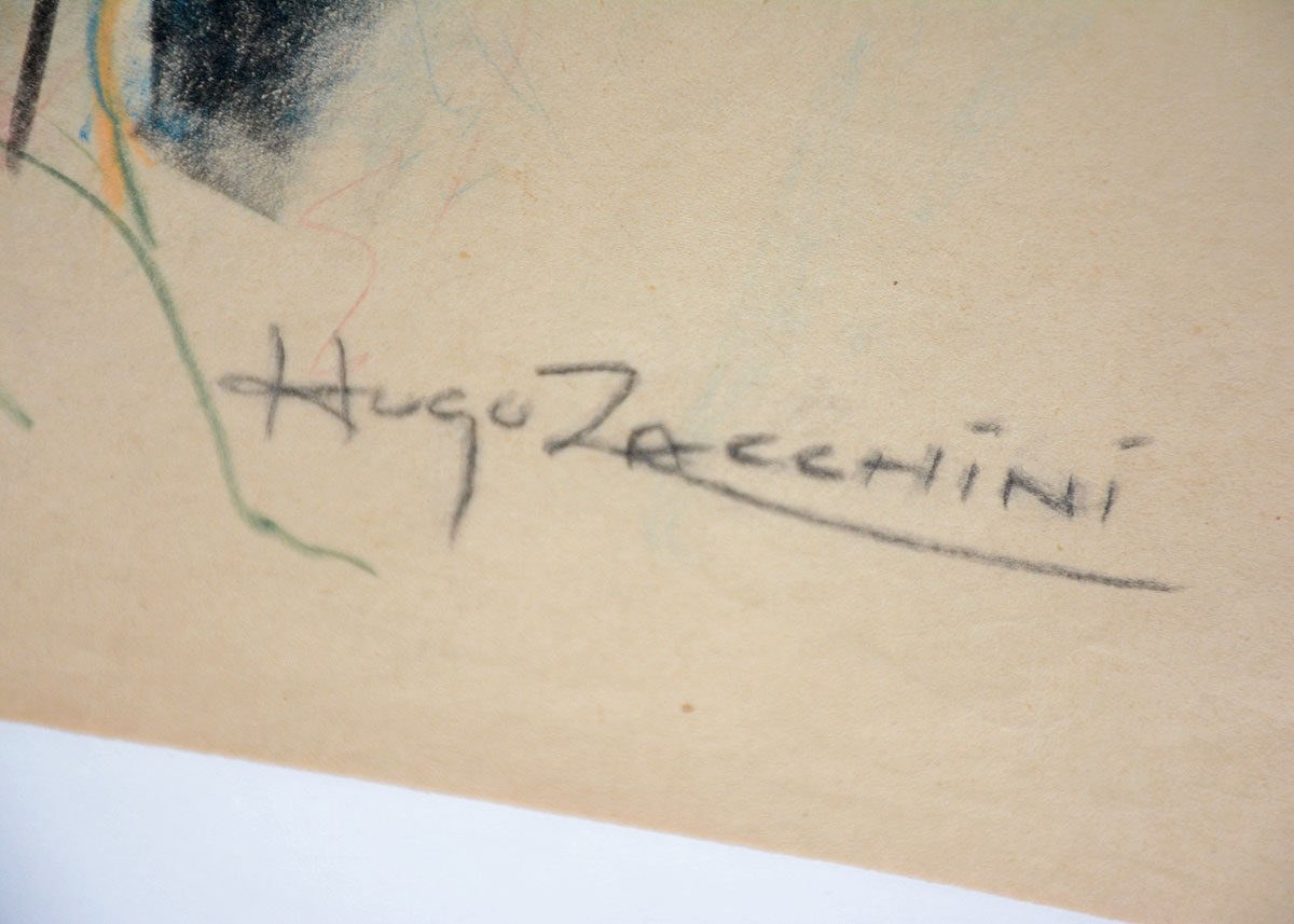 Original Hugo Zacchini Nude Pastel Drawing