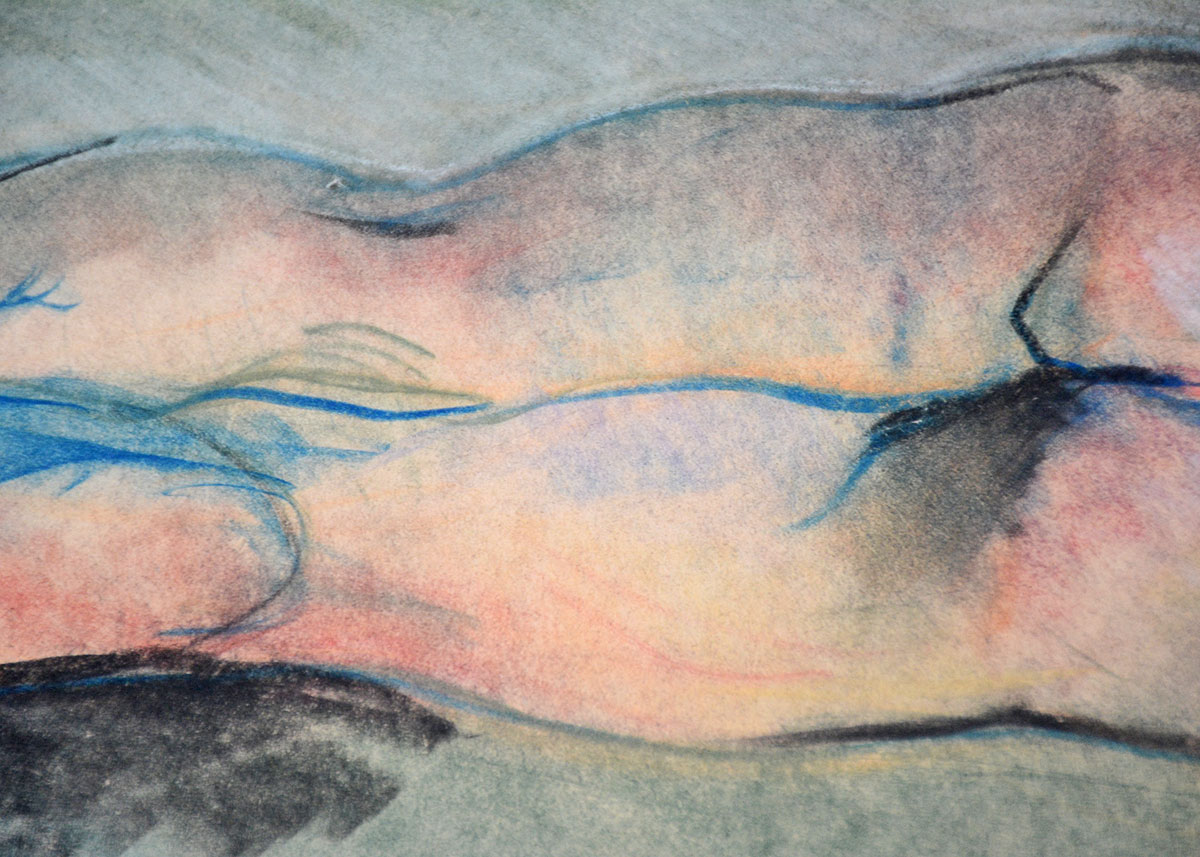 Original Hugo Zacchini Nude Pastel Drawing