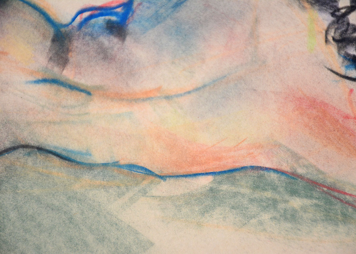 Original Hugo Zacchini Nude Pastel Drawing