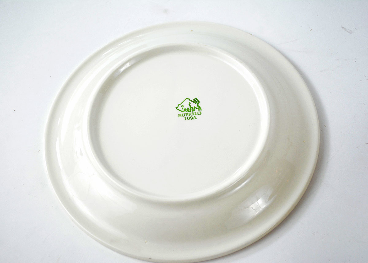 Four Vintage Buffalo China Pink Jockey Salad Plates