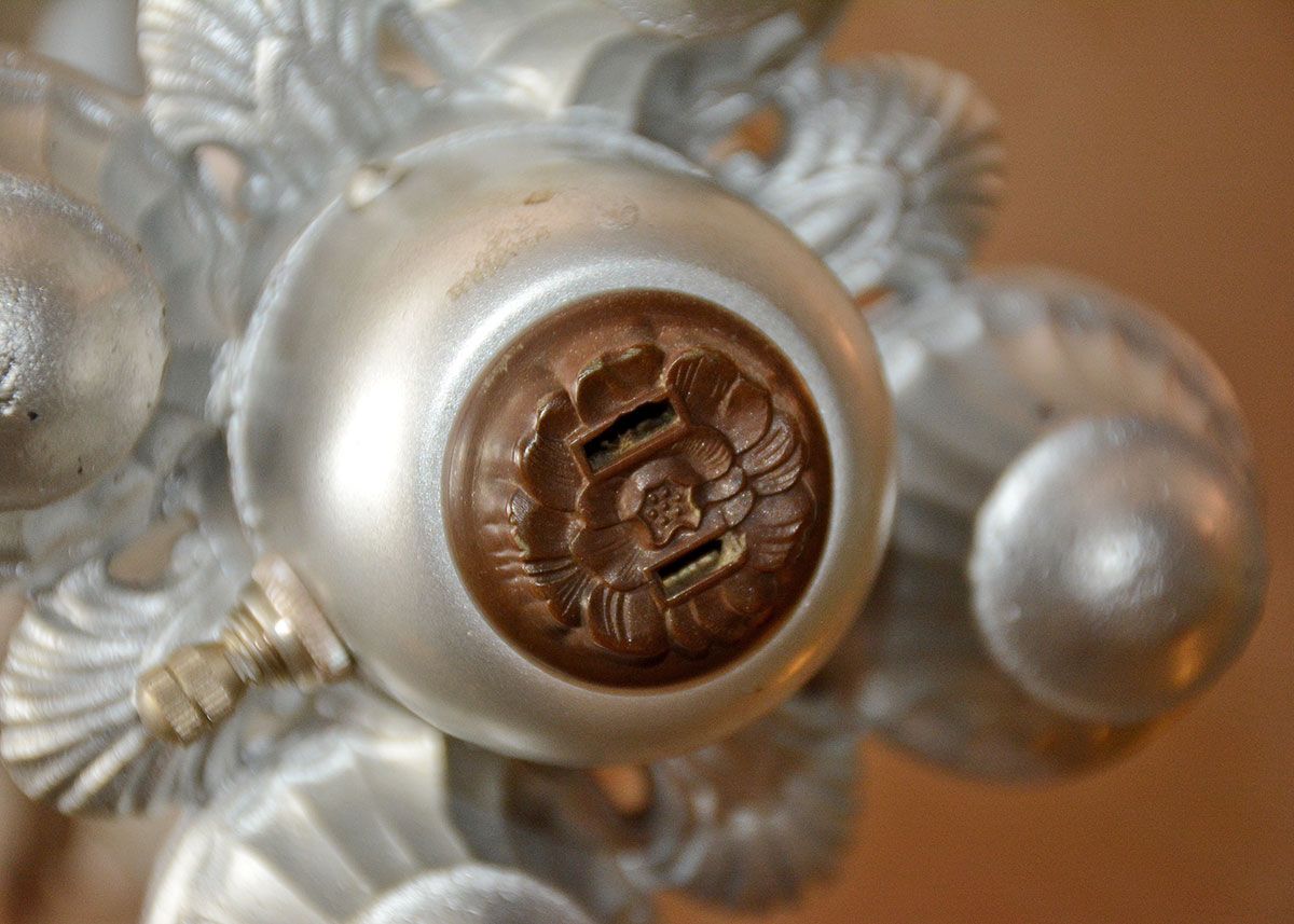 Art Deco Reverse Painted Glass Pendant Lamp by Pairpoint