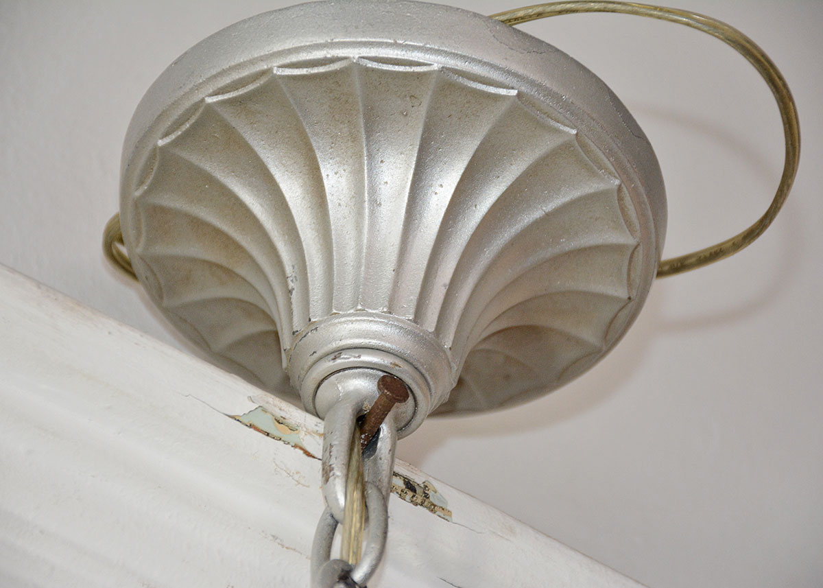 Art Deco Reverse Painted Glass Pendant Lamp by Pairpoint