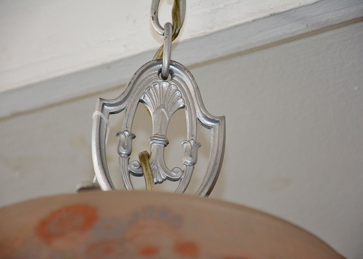 Art Deco Reverse Painted Glass Pendant Lamp by Pairpoint