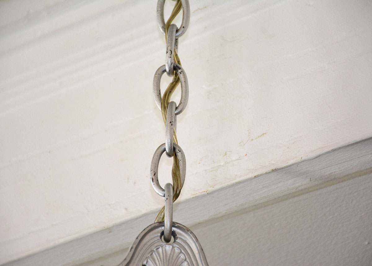 Art Deco Reverse Painted Glass Pendant Lamp by Pairpoint