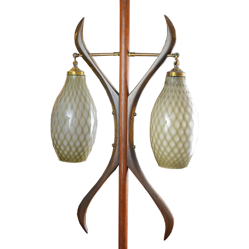 Mid Century Modern Art Glass Tension Pole Lamp