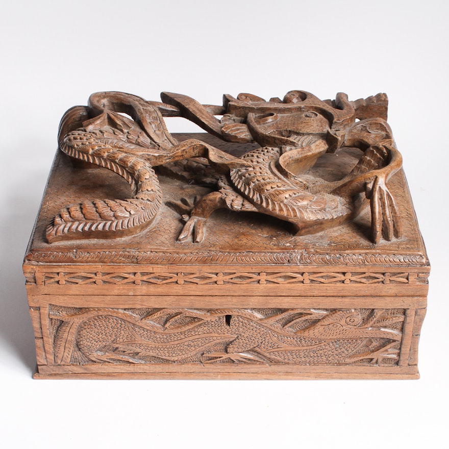 Carved Dragon Jewelry Box