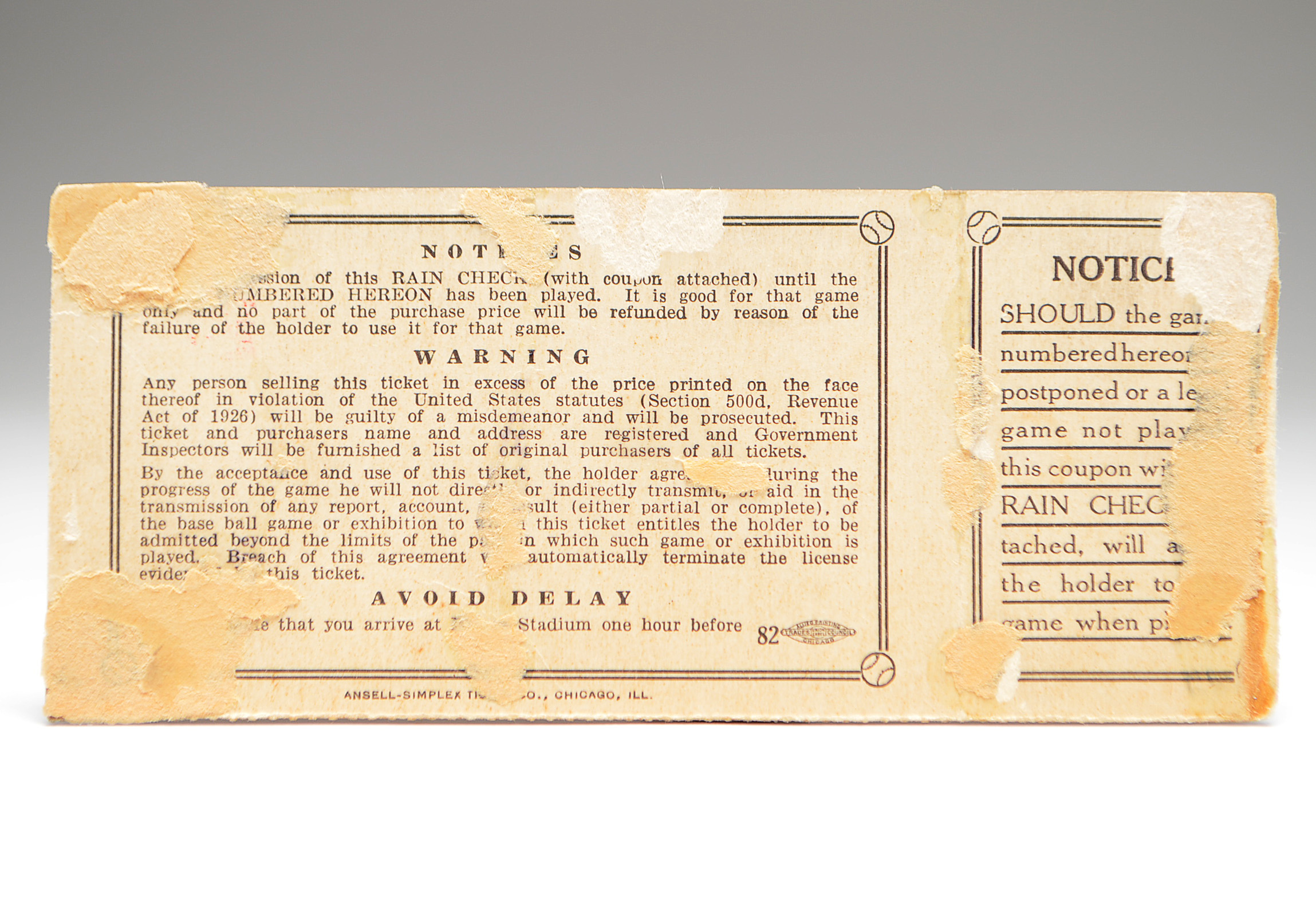 1940 Detroit World Series Ticket Stub