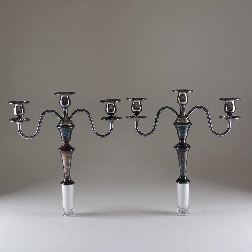 Pair of Silver Plate Candelabra Inserts