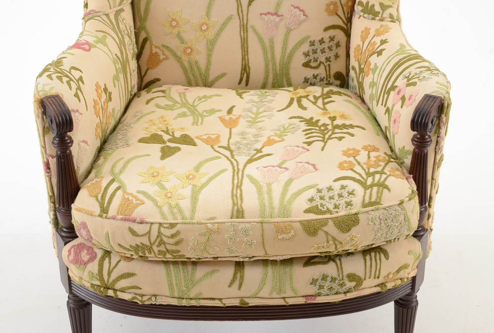 Floral Upholstered Wingback Chair