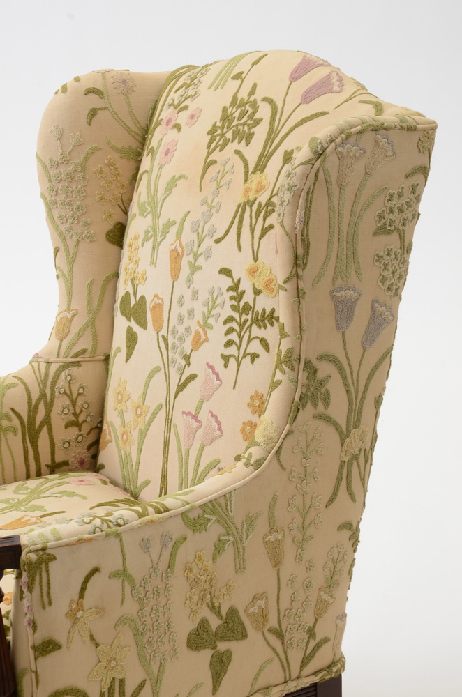 Floral Upholstered Wingback Chair