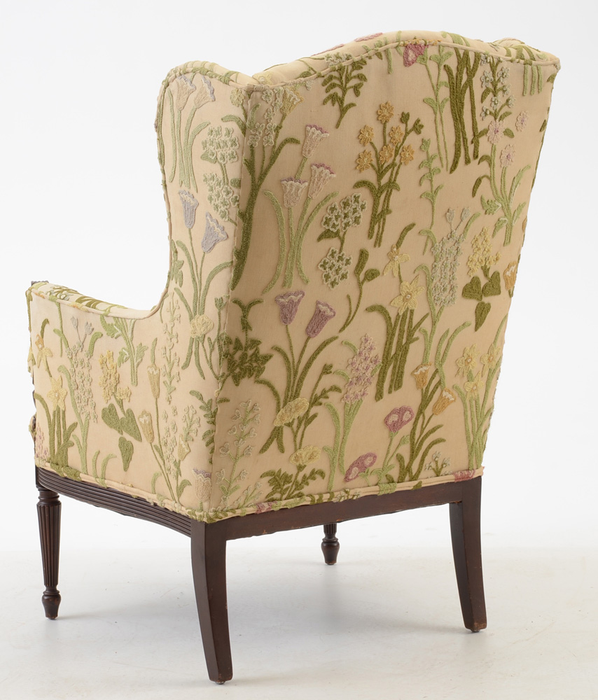 Floral Upholstered Wingback Chair