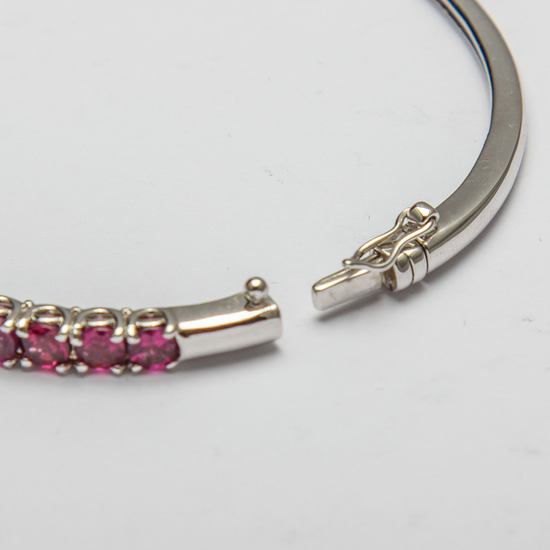 Pair of Silver Bracelets with Purple Gemstones